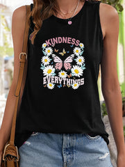 Butterfly & Floral Pattern Sports Vest Sleeveless Top