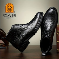 Men's Scale Print High Top Lace Up Boots Assorted Colors Walking Shoes