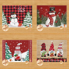 Set of 4 Christmas Placemat Red Snowman Let It Snow Winter Gnomes Table Mats
