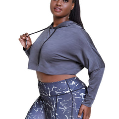 Quick Dry Long Sleeve Hoodie Crop Sports Top
