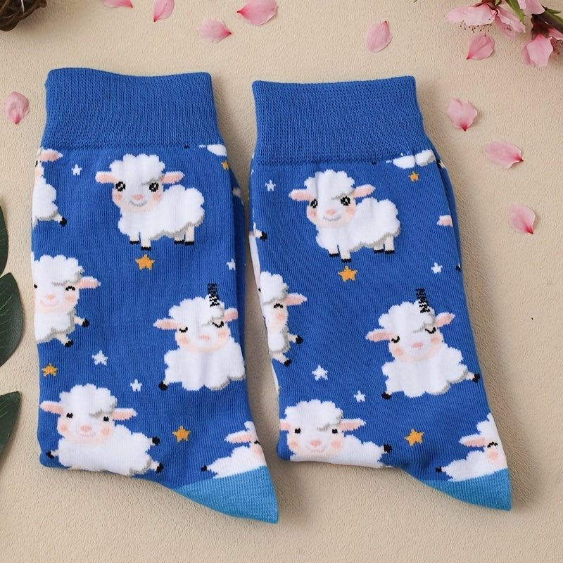 Cartoon Sheep Print Socks Women's Stockings
