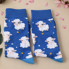 Cartoon Sheep Print Socks Women's Stockings