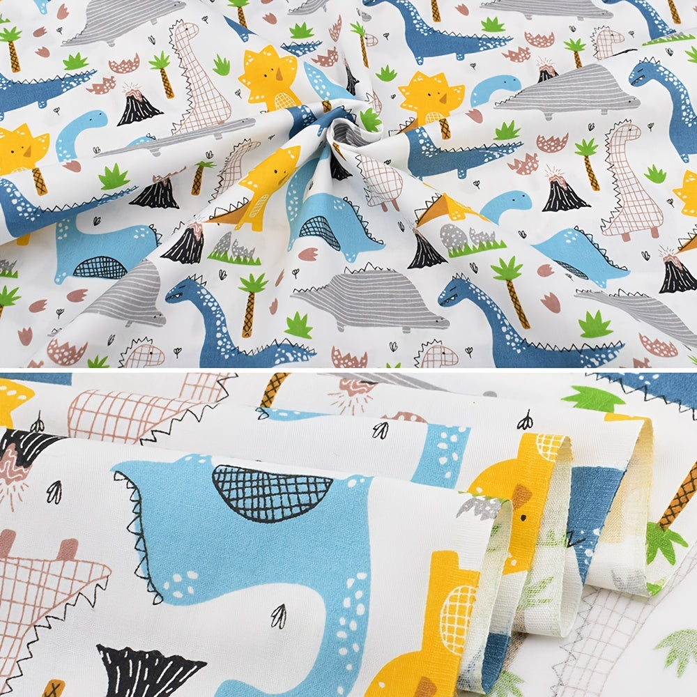 Dinosaur Series 8-Piece Cotton Twill Printed Fabric Hand Pieced