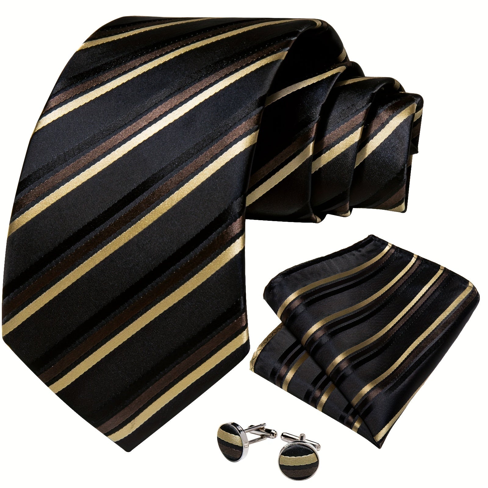 Solid Striped Silk Wedding Tie Gift Set Business Neck Tie