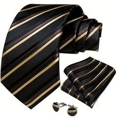 Solid Striped Silk Wedding Tie Gift Set Business Neck Tie
