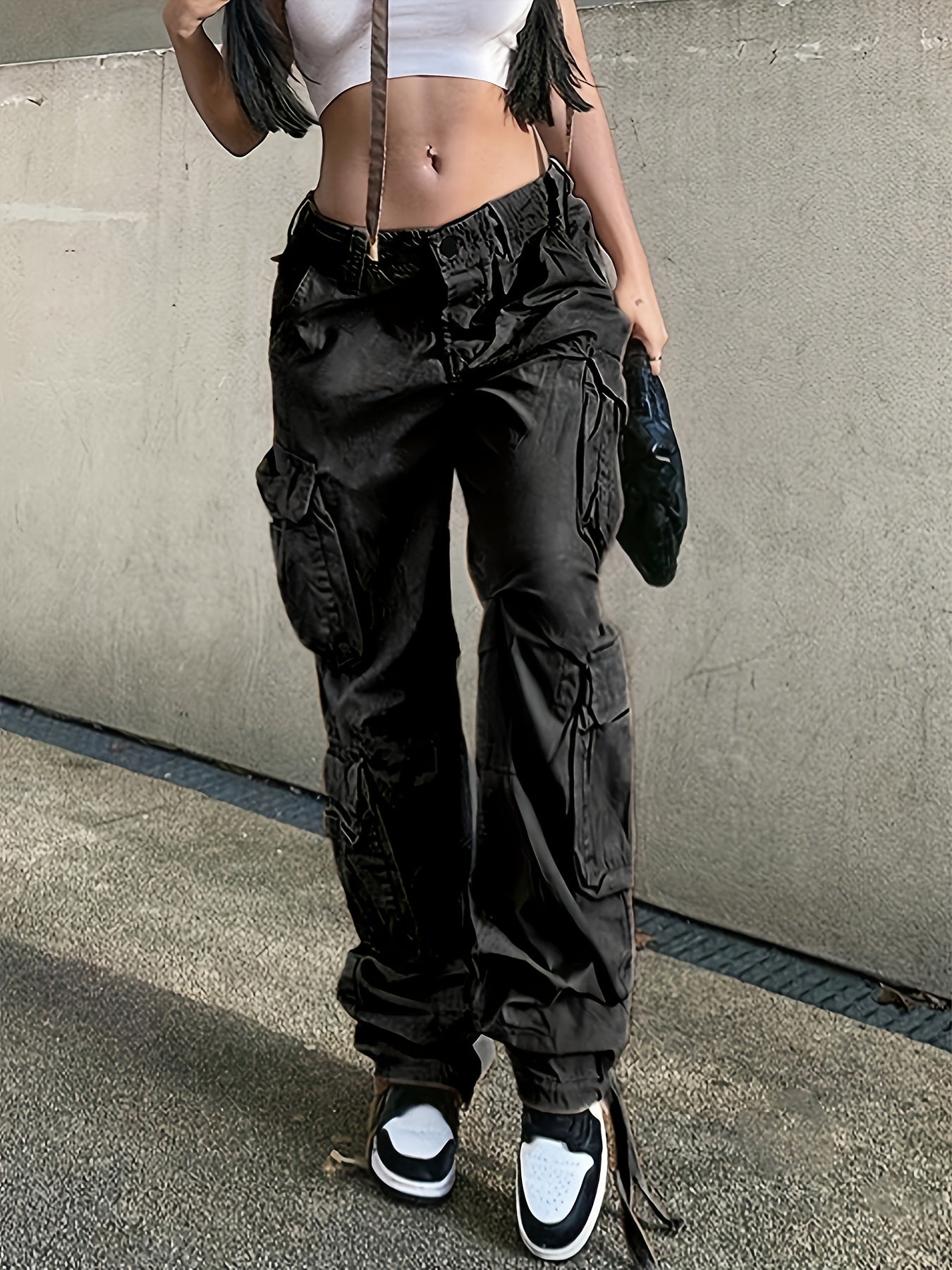 High Waist Cargo Jeans Loose Fit Y2K Style