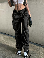 High Waist Cargo Jeans Loose Fit Y2K Style