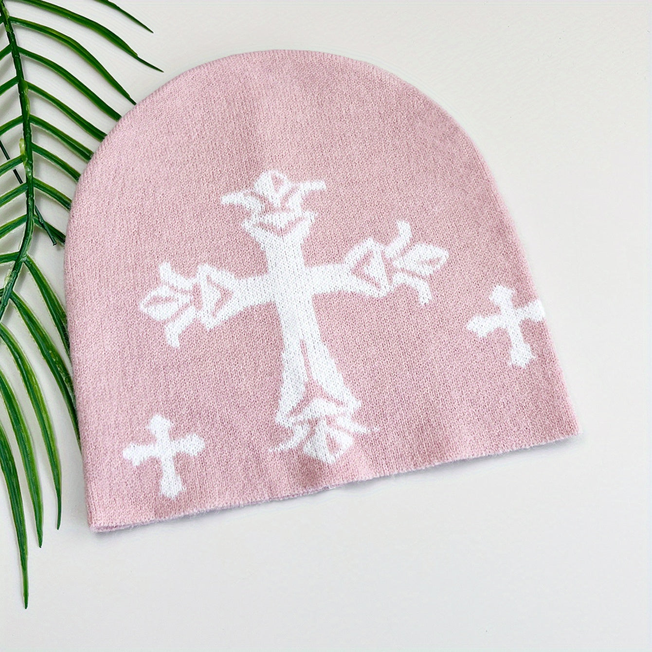 Gothic Cross Jacquard Unisex Beanie Soft Knit Hat