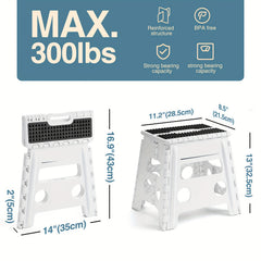 Tall Folding Step Stool 22x33x2cm Holds 136.08KG Non-Slip Surface