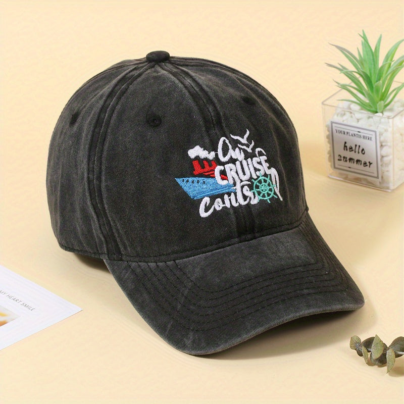 Distressed Letter Baseball Cap Washed Cotton Dad Hat