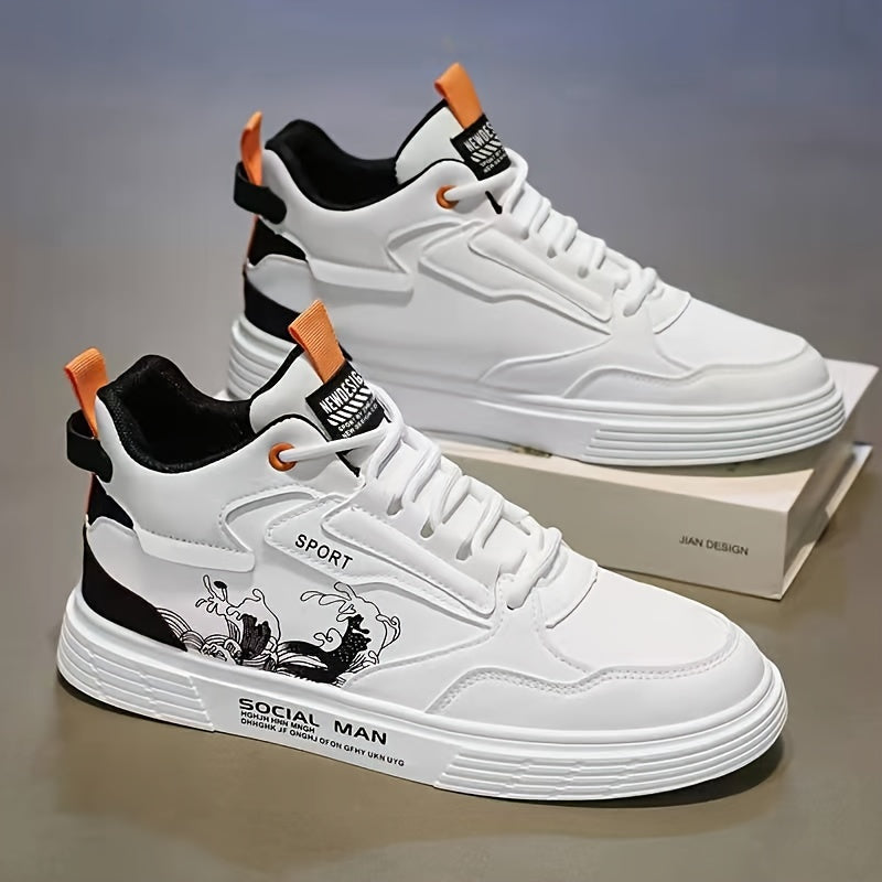 Men's Non-Slip Casual Skate Shoes with Microfiber Leather Uppers