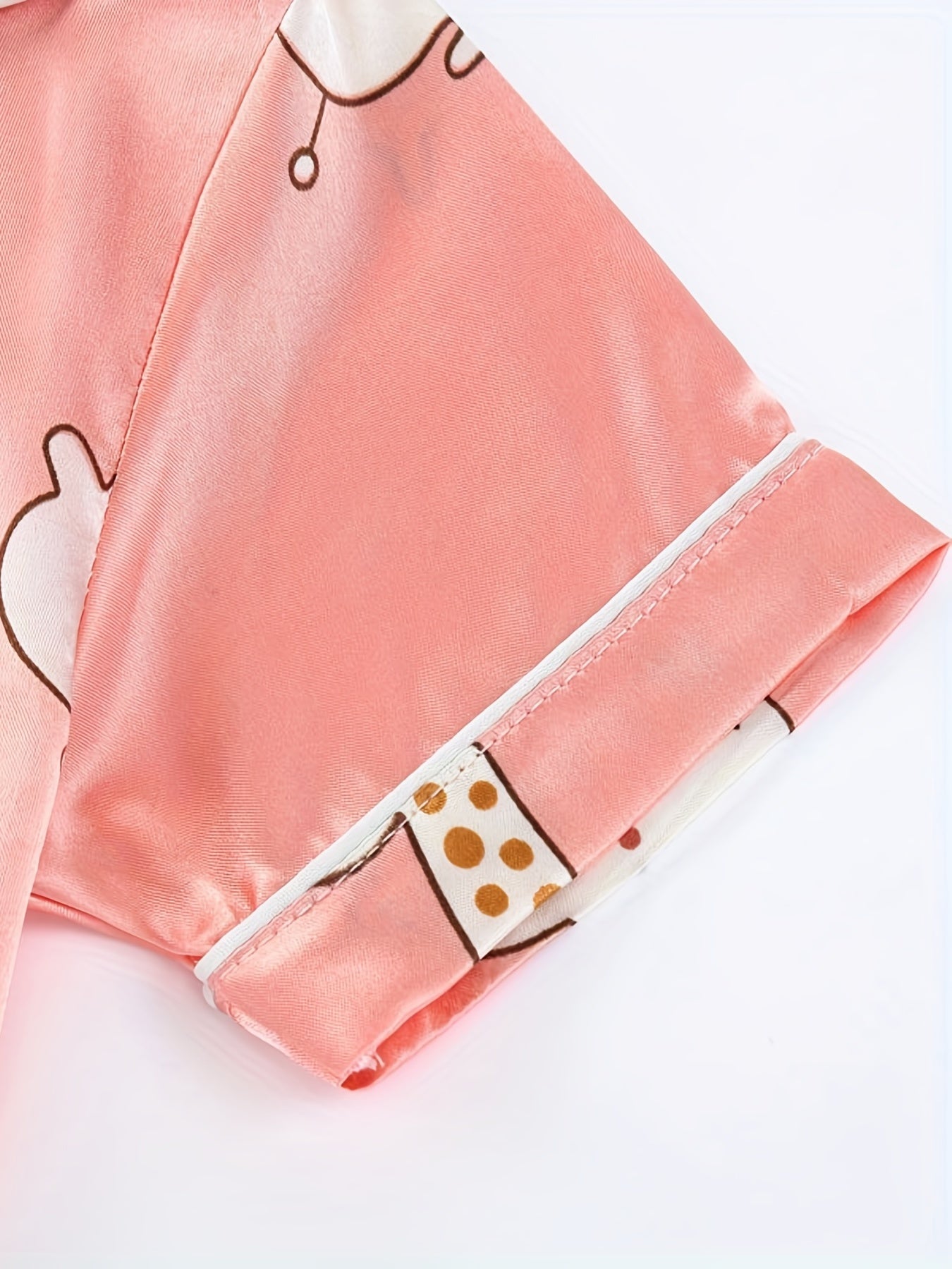 Giraffe Pattern Family Pajamas V-Neck Top & Shorts Set