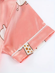 Giraffe Pattern Family Pajamas V-Neck Top & Shorts Set