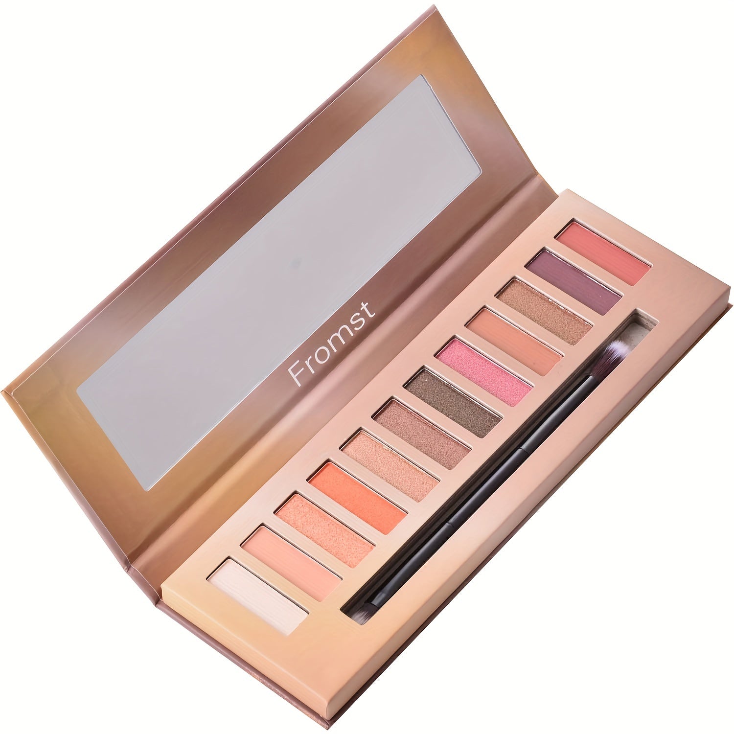 Warm & Bright Eyeshadow Palette Shimmer Matte Finish Cosmetics Mirror Brush