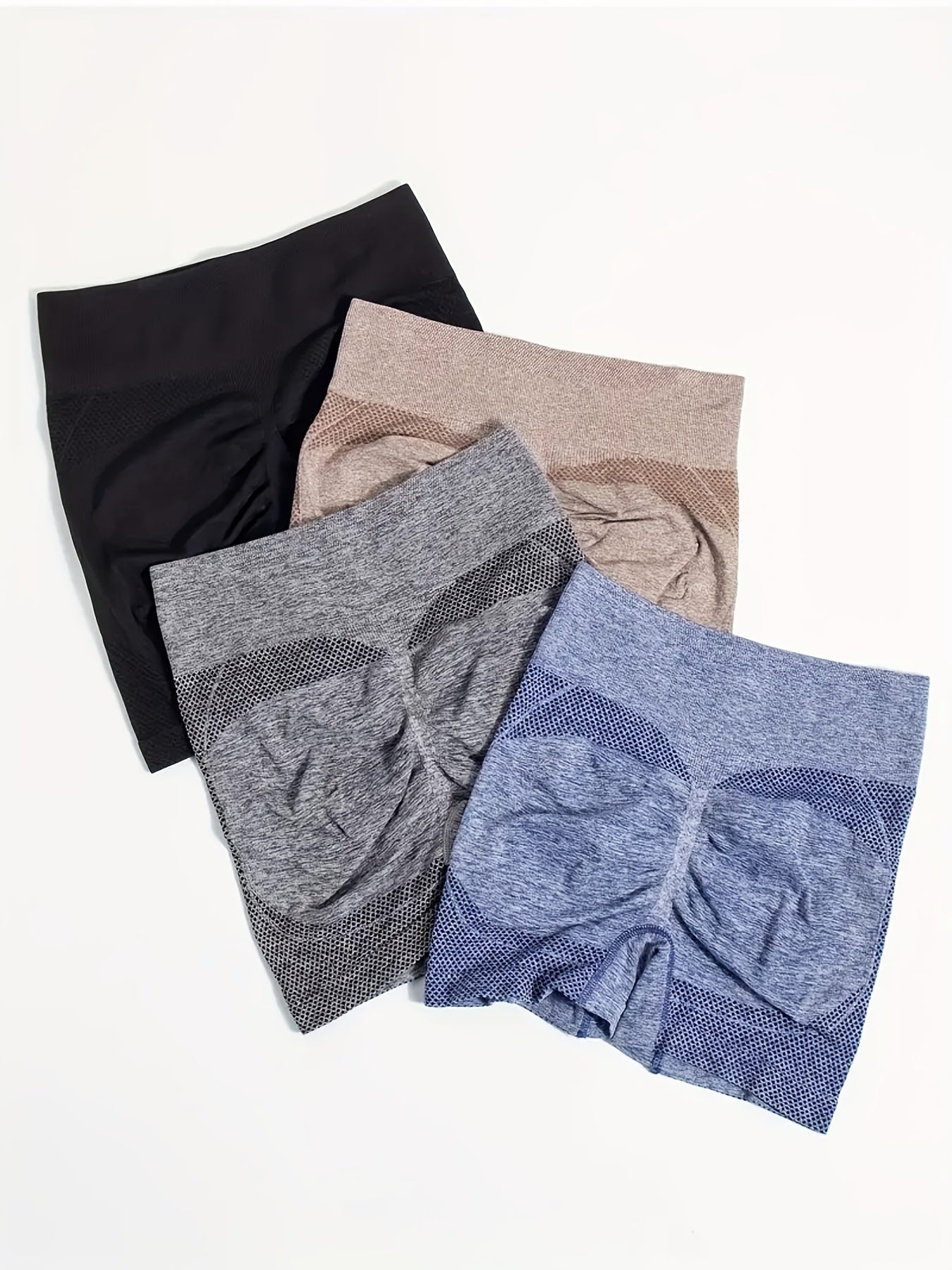 4pcs High Waist Seamless Yoga Shorts