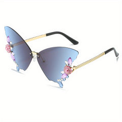 Rhinestone Gradient Butterfly Sunglasses UV400