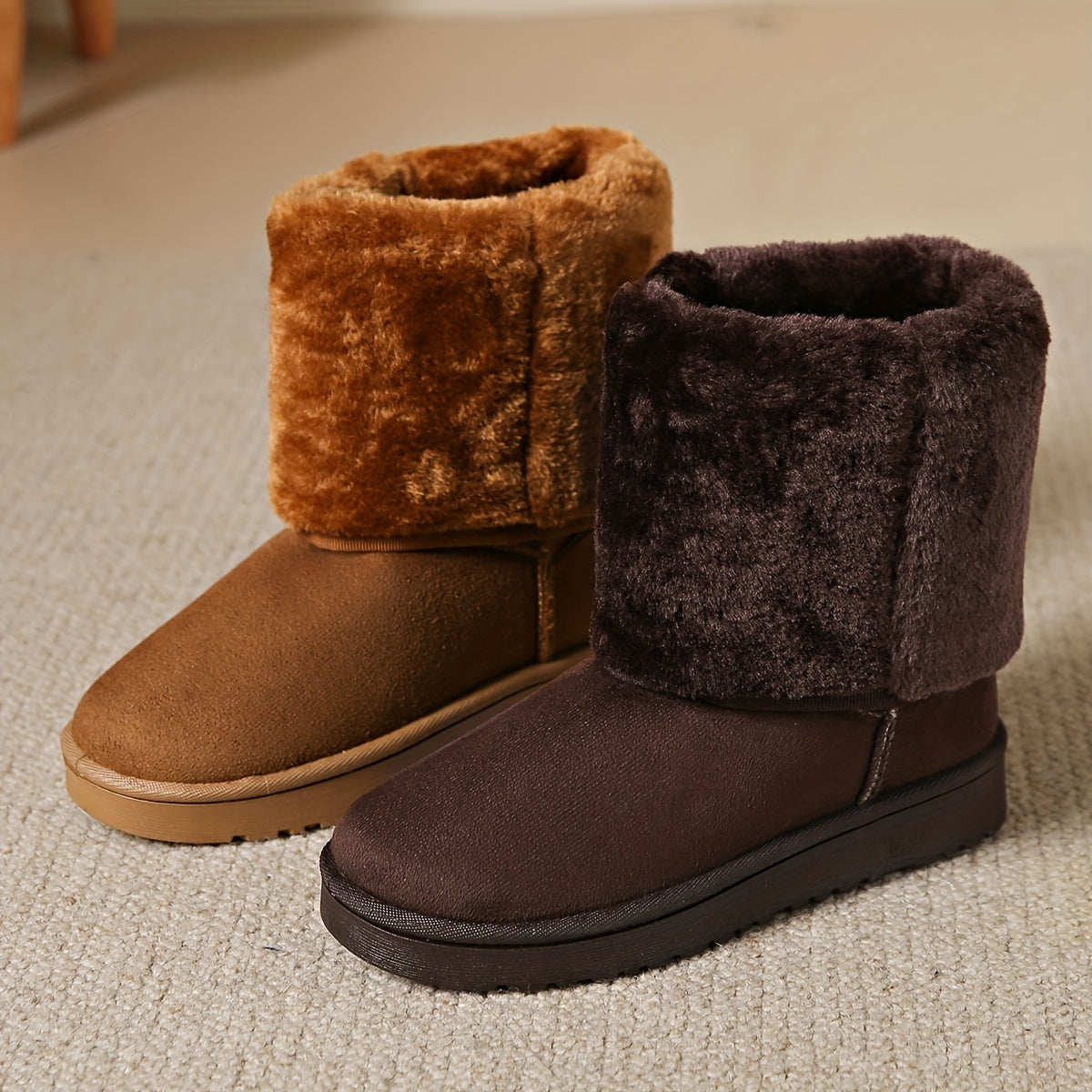 Women's Faux Fur Lined Mid Calf Boots Warm Winter Booties