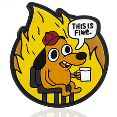 This Is Fine PVC Morale Patch Hook And Loop Funny Tactical Patch For Backpacks