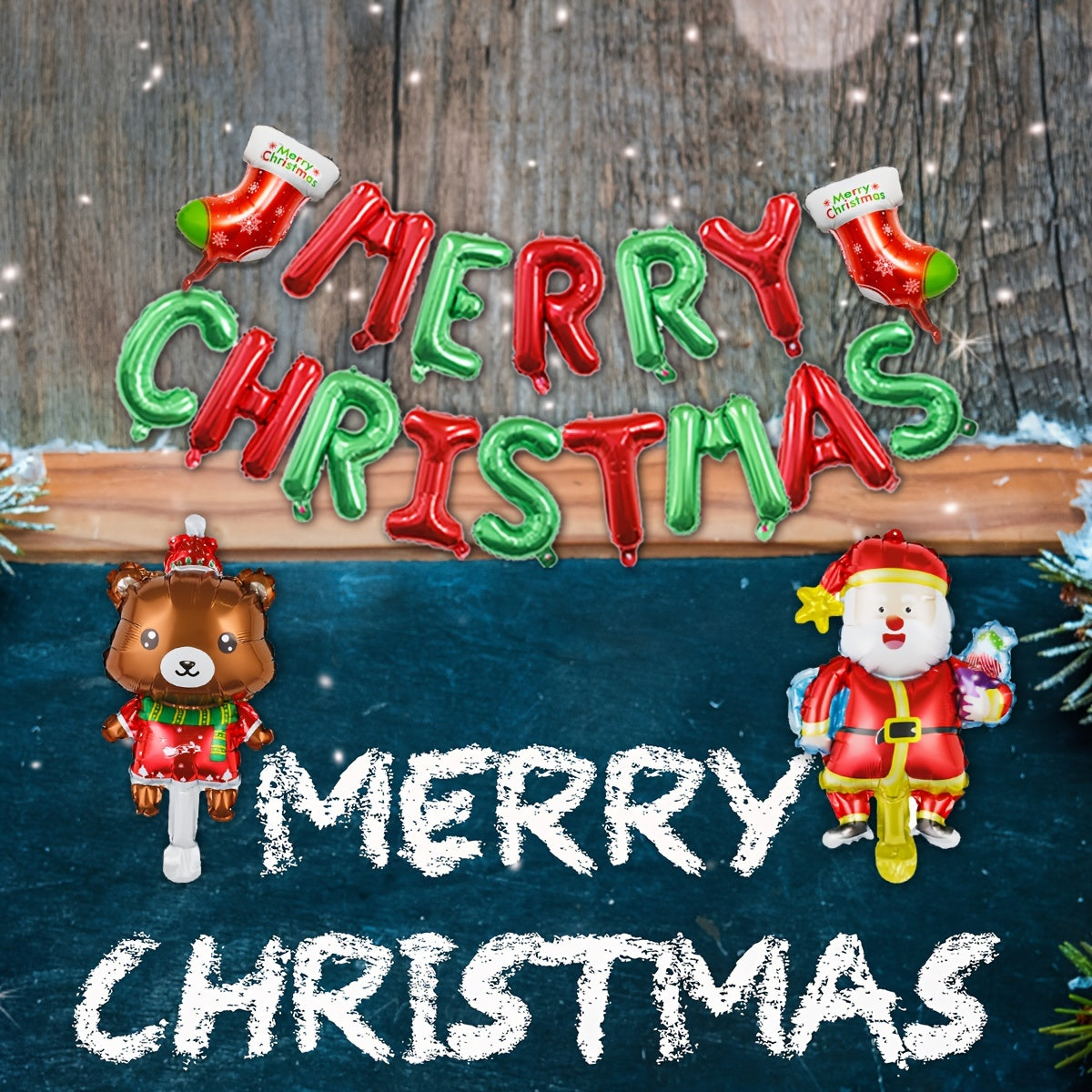 5pcs Christmas Letter Banner Mini Santa Claus Christmas Decoration Balloons