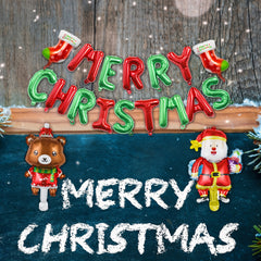 5pcs Christmas Letter Banner Mini Santa Claus Christmas Decoration Balloons