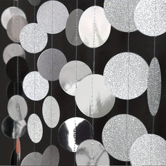 Glitter Silvery Circle Dots Garland Hanging String Banner for Events