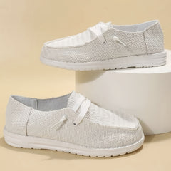 Women's Stripe Loafers Lace Up Casual Outdoor Shoes Lightweight Sneakers