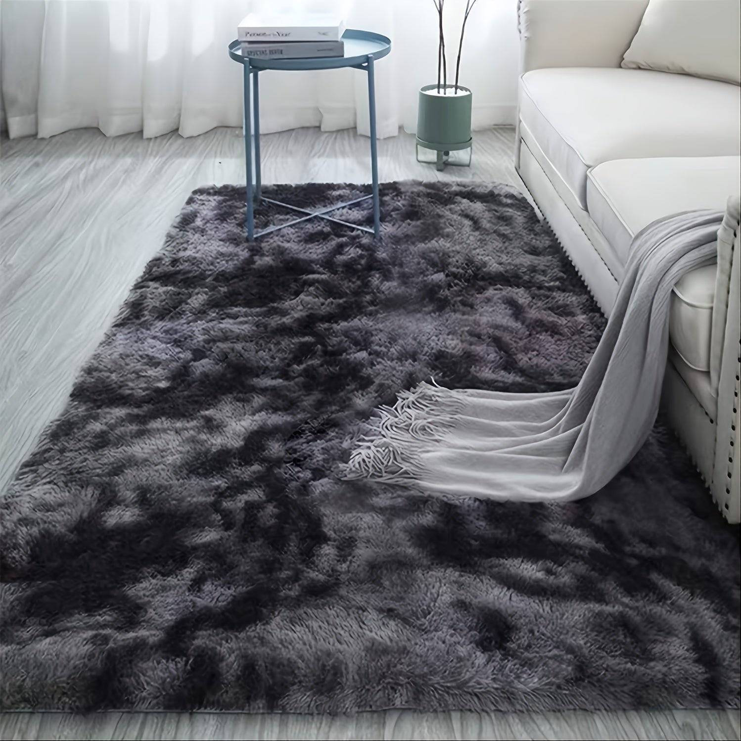 Soft Shaggy Tie Dyed Plush Area Rug for Living Room
