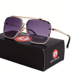 Classic Gradient Lens Men's Square Frame Sunglasses UV Protection