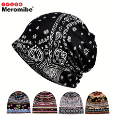 Meromibe Flower Print Beanie for Men and Women - Outdoor Activity Hat