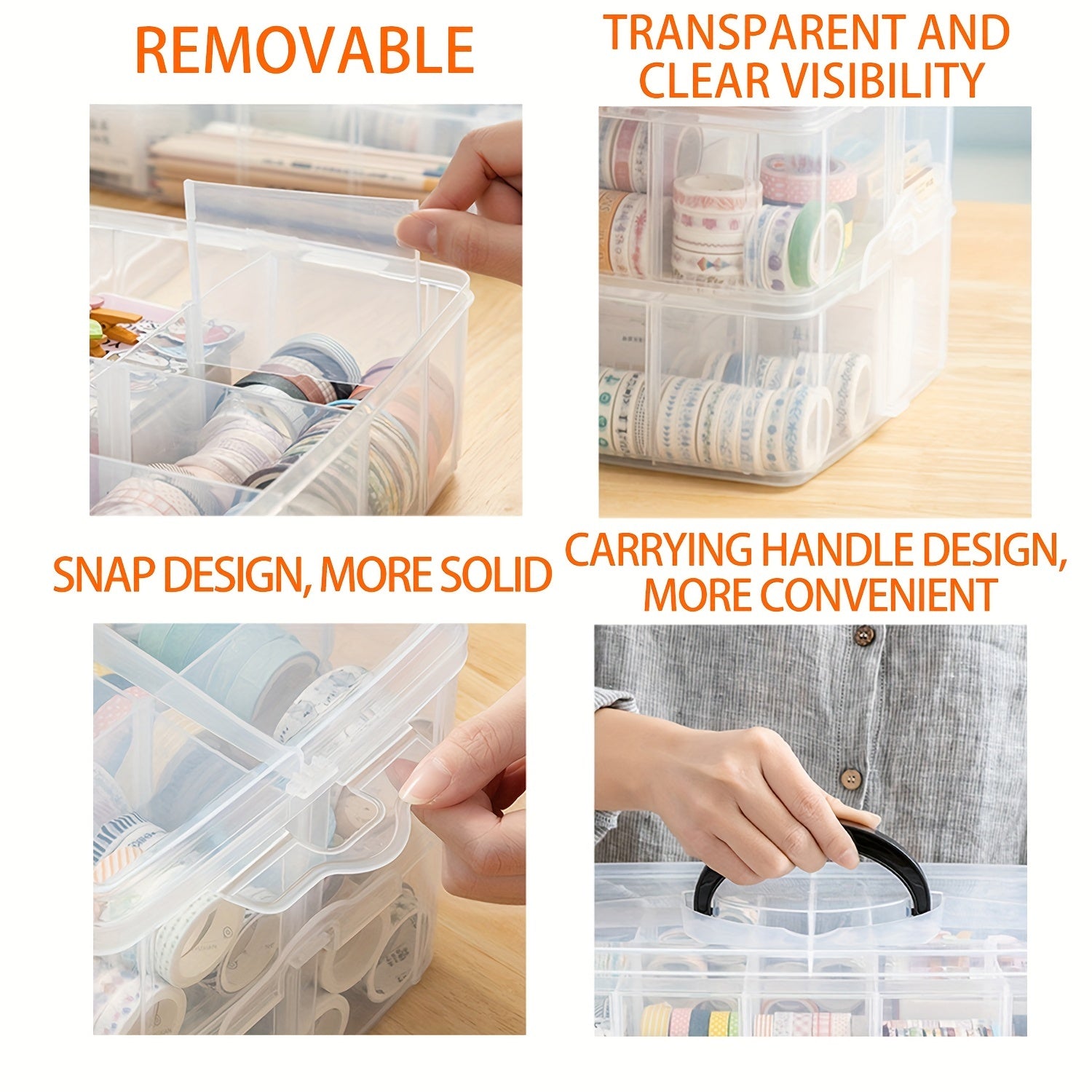 Translucent 3 Layer Stackable Storage Box 30 Compartments Dust Proof