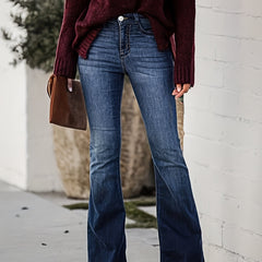 Flared Leg Denim Trousers for Women