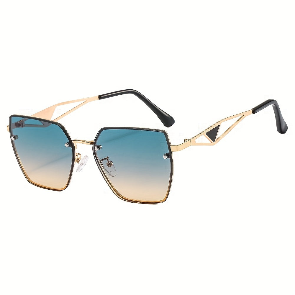 Metal Frame Gradient Sunglasses with Case & Cloth