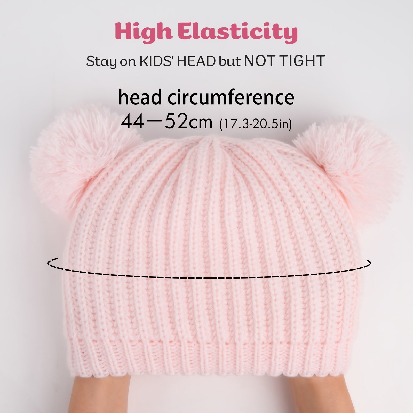 Toddler Winter Pom Beanie Fleece Lined Knit Hats For Baby Kids Boys Girls