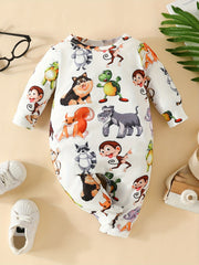 Baby Cartoon Animal Truck Print Creeper Romper