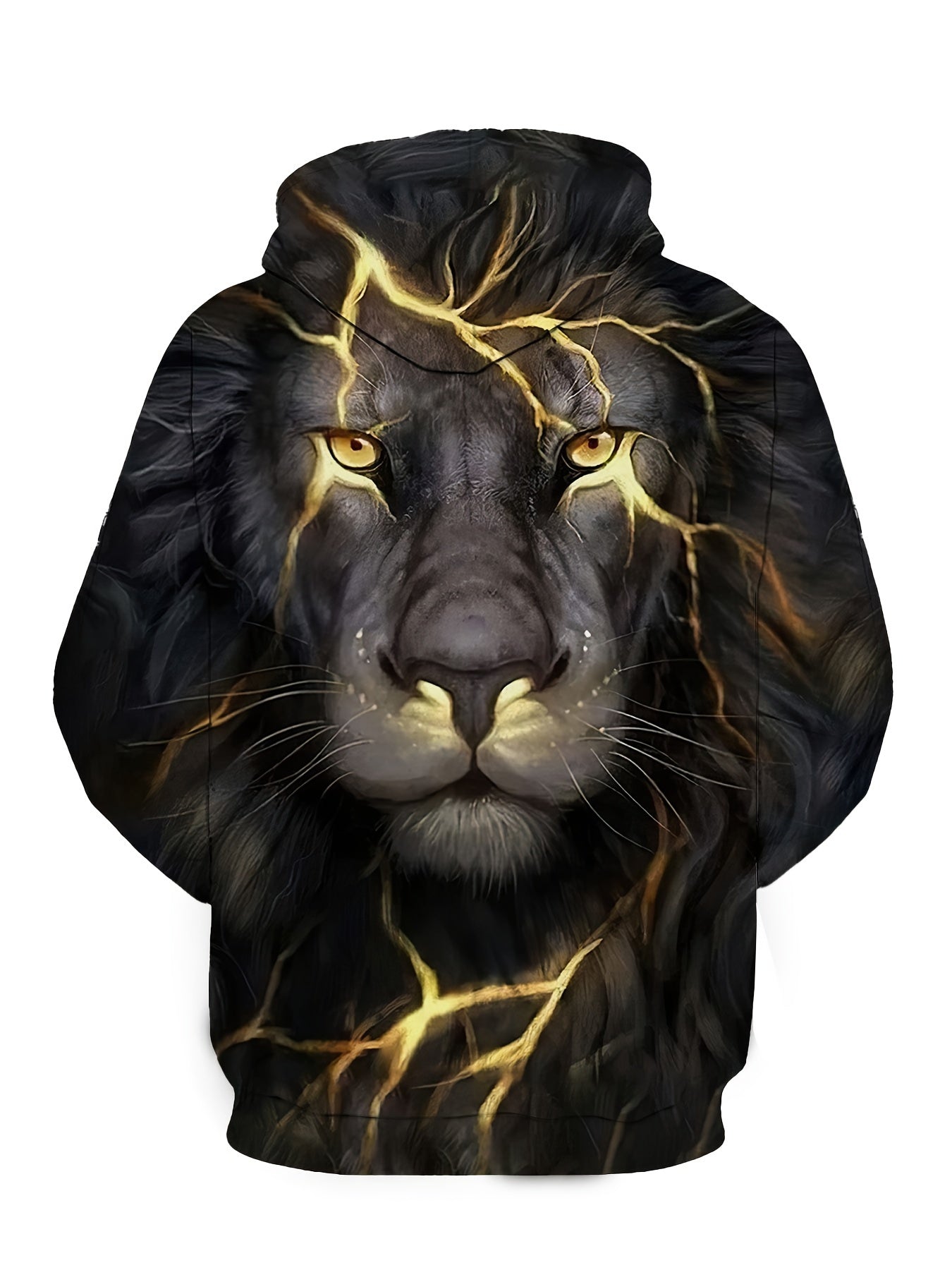Lion 3D Print Hoodie Kangaroo Pocket Pullover Mens Clothing