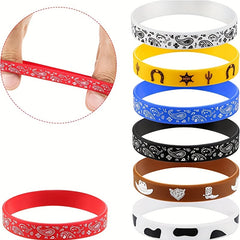 2Pcs Cowboy Ink Printing Silica Gel Bracelet for Sports Team