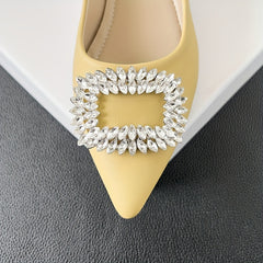 Rhinestone Buckle Low Heel Slip On Dress Shoes