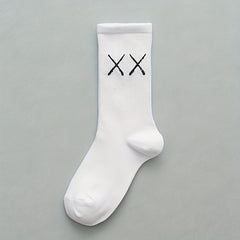 4 Pairs Boys Cotton XX Pattern And Street Style Mid Tube Socks