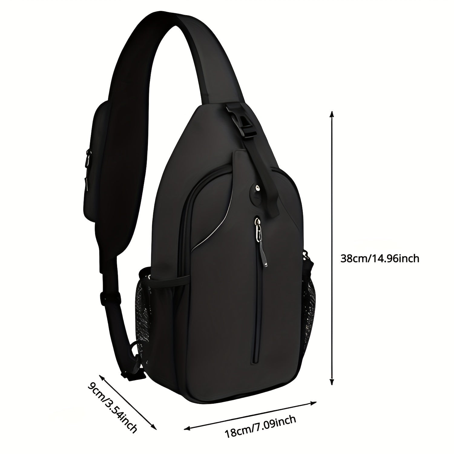 Men's Crossbody Bag with Earphone Hole & Bottle Pocket for Outdoor Sports