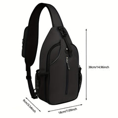 Men's Crossbody Bag with Earphone Hole & Bottle Pocket for Outdoor Sports