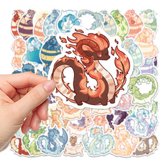 50 Sheets Cute Dragon Cartoon Stickers Non Slip Waterproof