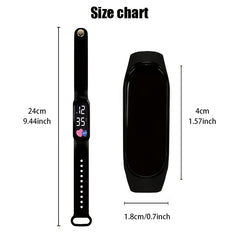 Student Touchscreen LED Sports Watch PVC Strap 24H Display School Outdoor