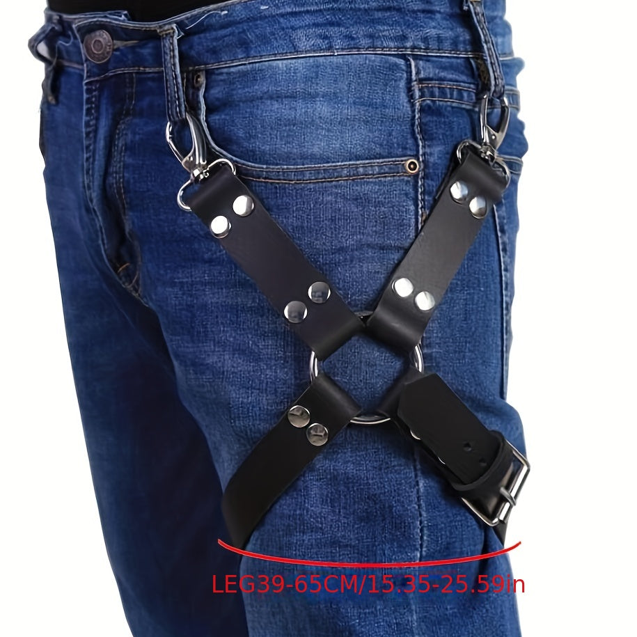 Men's Punk Rivets Suspenders Waist Chain Straps Bar