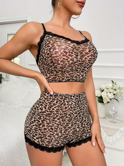 Leopard Print Bralette & Boy Short Panties Set