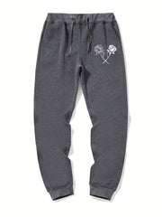 Dual Roses Casual Stretch Graphic Drawstring Joggers Men's Sweatpants
