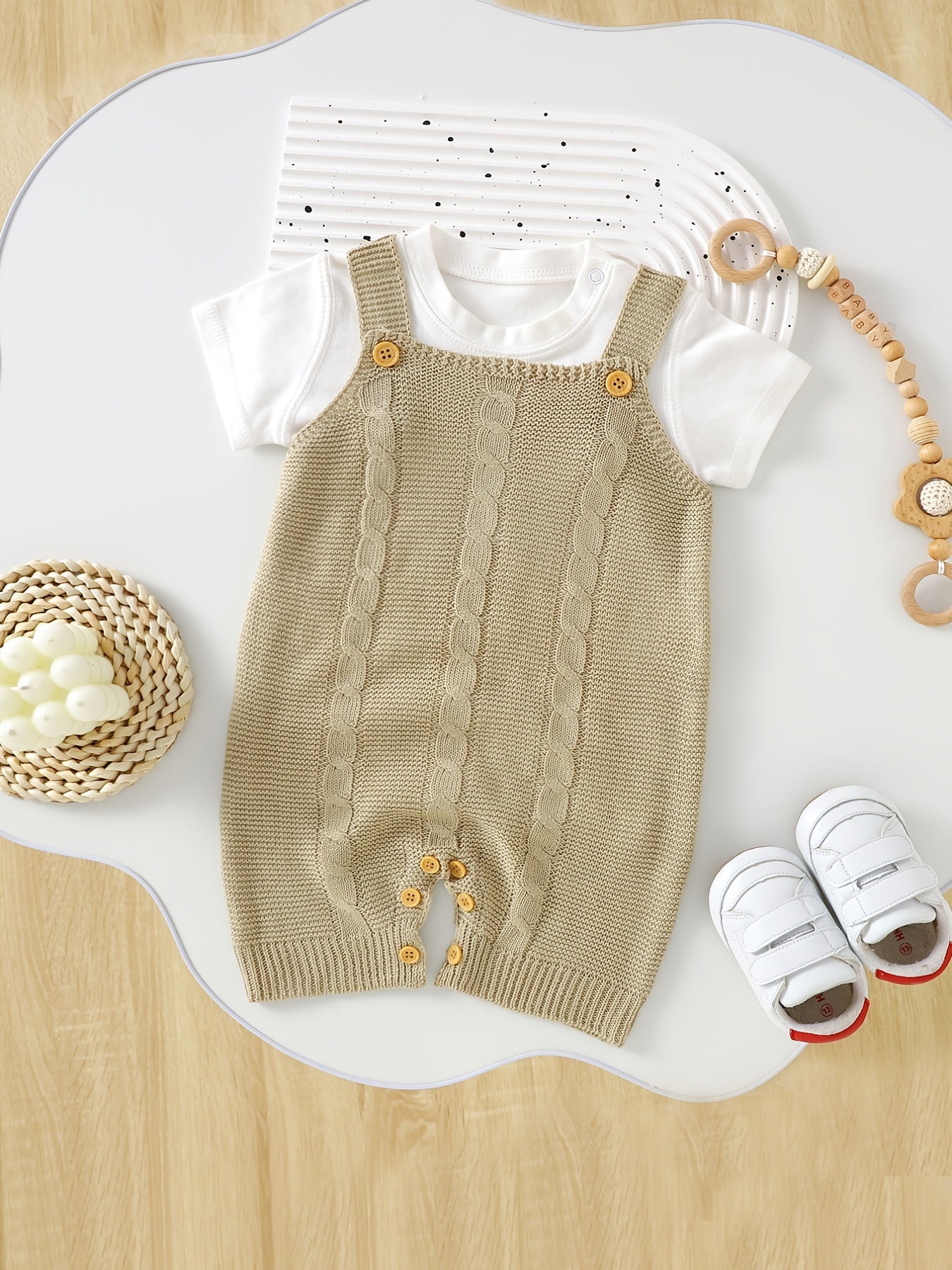 Unisex Baby Knit Cable Romper Fall Winter Clothes