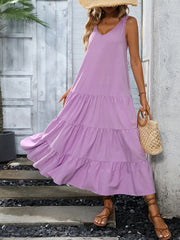 Hollow Out Tiered Dress Sleeveless Summer Dress