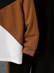 Boy's 2pcs Clash Sweatshirt & Sweatpants Set for Spring Fall