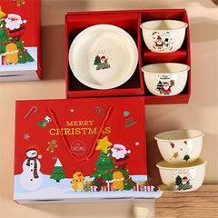 Santa Claus Ceramic Tableware Set 4 Bowls 1 Plate Great Christmas Gift