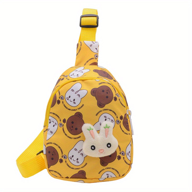 Kids Cartoon Rabbit Bear Chest Bag Casual Nylon Crossbody Bag for Girls
